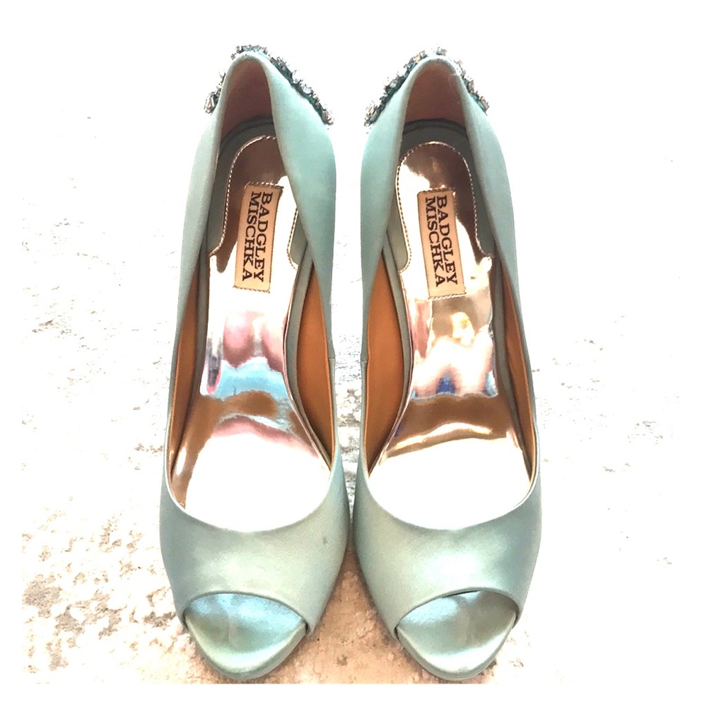 Badgley Mischka Satin Blue Pumps
